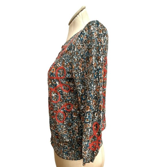 Anthropologie GUINEVERE Cardigan Sweater Looped Bud Coral Ribbon (Medium) - Picture 6 of 8